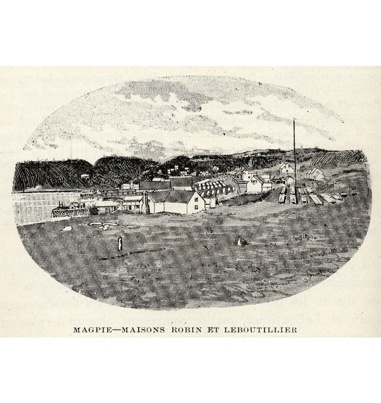 Les maisons Robin et Le Boutillier Brothers à Magpie, illustration tirée de l'ouvrage.